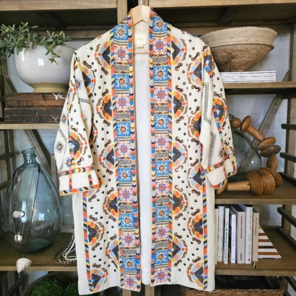 Anthropologie Maeve Dala Embroidered Jacket Size M Bohemian Maximalist Statement - Picture 4 of 15
